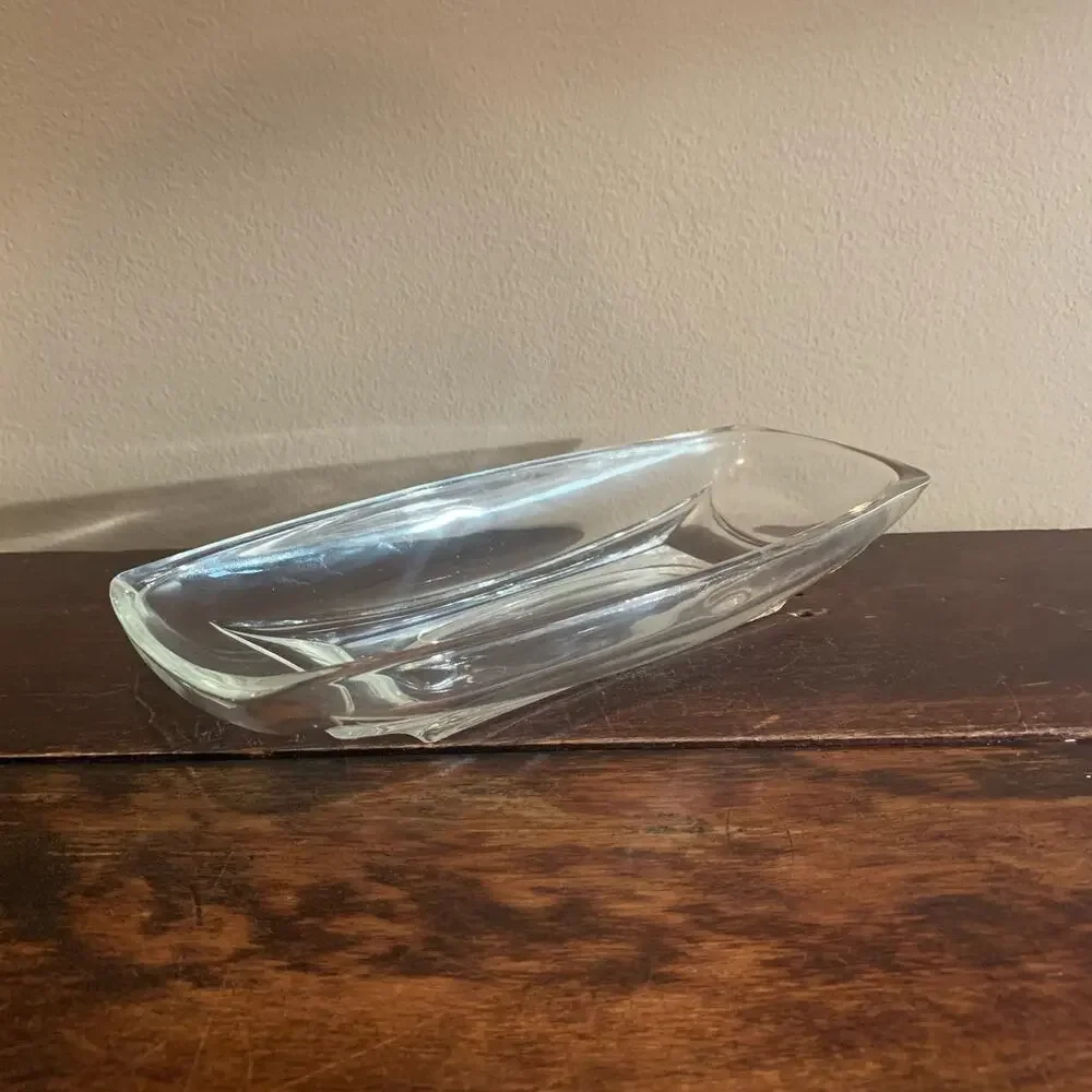 1960s Hazel Atlas Clear‎ Colony Glass Serving Relish Rectangular Dish
